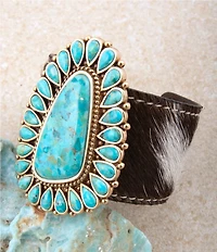 Barse Bronze, Cow Print and Turquoise Out West Statement Cuff Bracelet