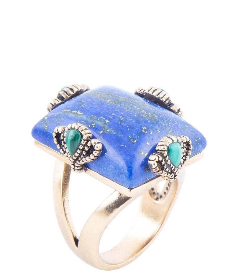Barse Prismatic Blue Lapis and Malachite Golden Ring