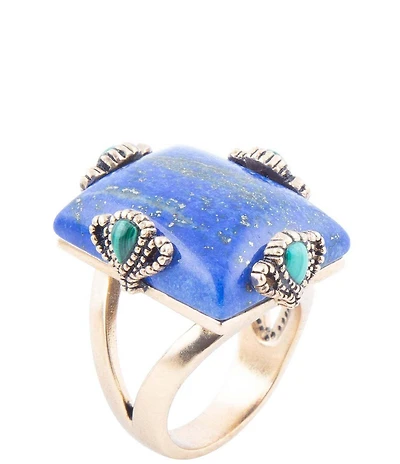 Barse Prismatic Blue Lapis and Malachite Golden Ring