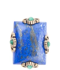 Barse Prismatic Blue Lapis and Malachite Golden Ring