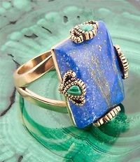 Barse Prismatic Blue Lapis and Malachite Golden Ring