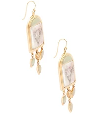 Barse Bronze Floral Steer Aventurine Chandelier Earrings