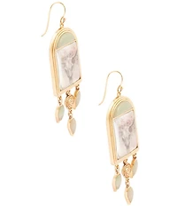 Barse Steer Skull Green Aventurine Golden Drop Earrings