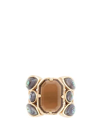 Barse Bronze, Genuine Abalone and Smoky Quartz Statement Ring