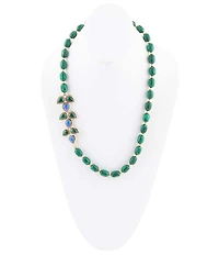 Barse Linked Blue Lapis and Green Malachite Golden Necklace