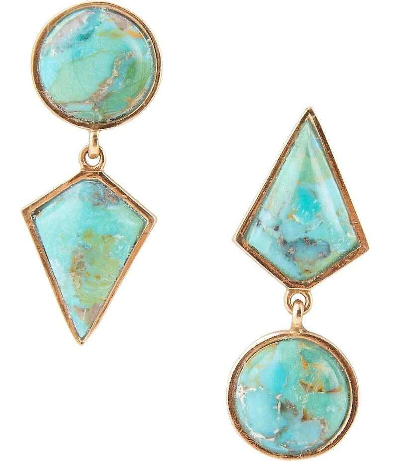 Barse Mismatched Blue Turquoise Golden Post Earrings