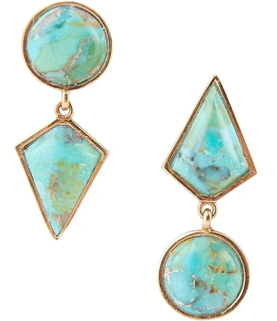 Barse Mismatched Blue Turquoise Golden Post Earrings