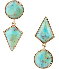 Barse Mismatched Blue Turquoise Golden Post Earrings
