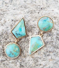 Barse Mismatched Blue Turquoise Golden Post Earrings