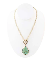 Barse Abby Blue Turquoise and Golden Bronze Pendant Necklace