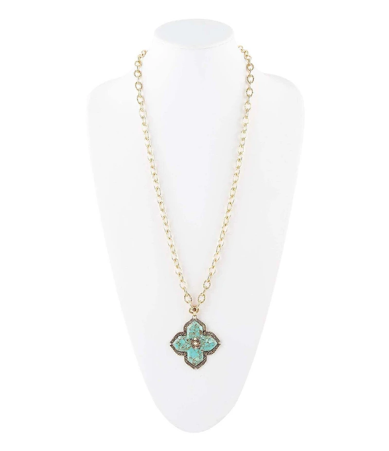 Barse Maltese Cross Golden Chain Pendant Necklace