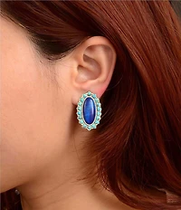 Barse Bronze, Genuine Turquoise and Lapis Oasis Royale Drop Clip Earrings