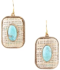 Barse Blue Turquoise Golden Linen Earrings
