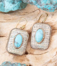 Barse Blue Turquoise Golden Linen Earrings