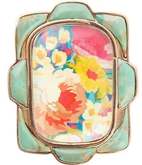 Barse Scenic Floral Blue Turquoise Golden Ring