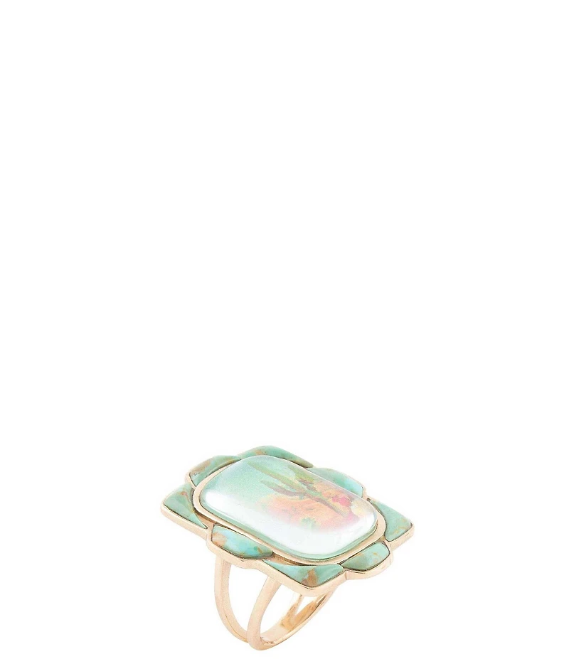 Barse Scenic Desert Sedona Blue Turquoise Golden Ring