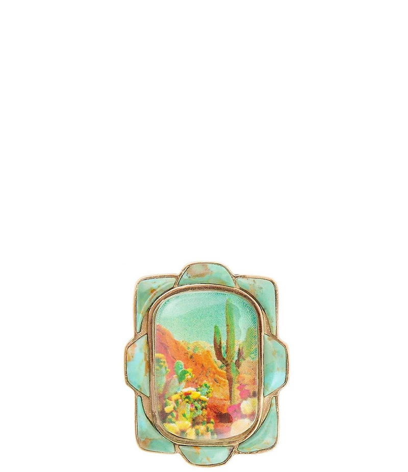 Barse Scenic Desert Sedona Blue Turquoise Golden Ring
