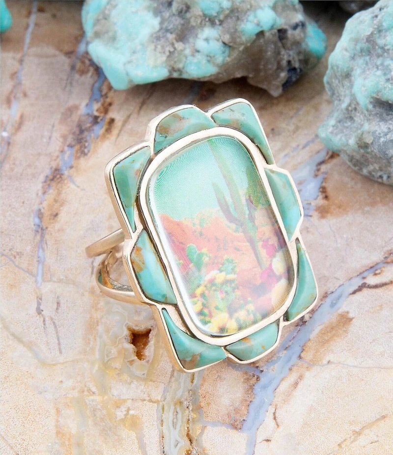 Barse Scenic Desert Sedona Blue Turquoise Golden Ring