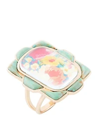 Barse Scenic Floral Blue Turquoise Golden Ring