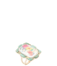 Barse Scenic Floral Blue Turquoise Golden Ring