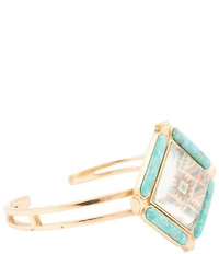 Barse Bronze, Genuine Turquoise and Quartz Western Print Cuff Bracelet
