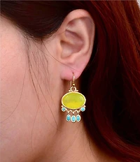 Barse Bronze, Genuine Turquoise and Yellow Quartz Sunset Mesa Chandelier Earrings