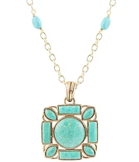 Barse Squared Up Green Turquoise Pendant Necklace