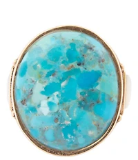 Barse Bronze Hepburn Turquoise and Mother Of Pearl Statement Ring