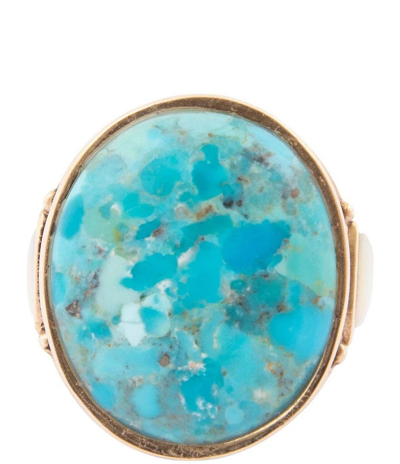 Barse Turquoise and Mother of Pearl Petals Golden Statement Ring