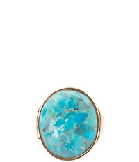 Barse Petals Turquoise And Mother Of Pearl Golden Statement Ring