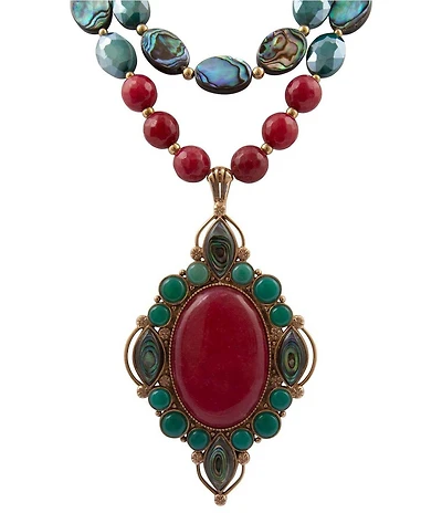 Barse Bronze Inverness Genuine Stone Statement Necklace
