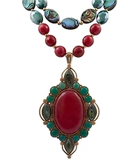 Barse Bronze Inverness Genuine Stone Statement Necklace