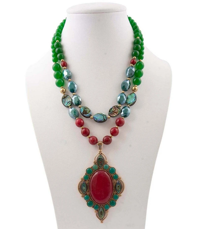 Barse Bronze Inverness Genuine Stone Statement Necklace