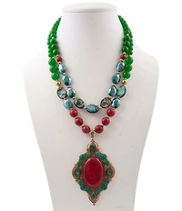 Barse Bronze Inverness Genuine Stone Statement Necklace