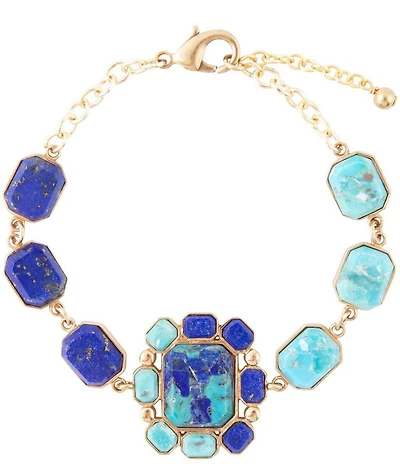 Barse Duality Blue Lapis and Turquoise Golden Braclet