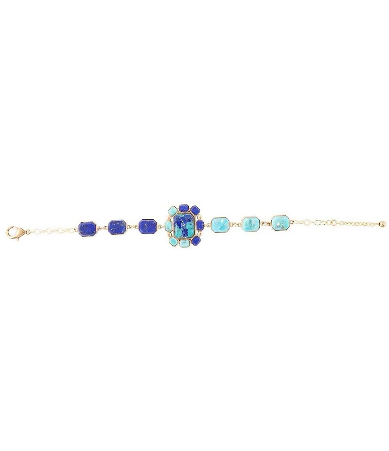 Barse Duality Blue Lapis and Turquoise Golden Braclet