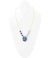 Barse Duality Blue Lapis and Turquoise Golden Pendant Necklace