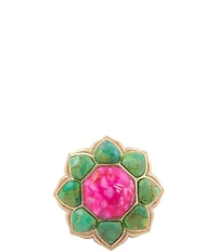Barse Fleur Bronze Lime Turquoise And Pink Magnesite Statement Ring