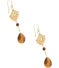 Barse Bronze Maya Tiger's Eye Statement Linear Earrings