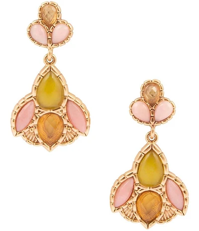 Barse Bronze Misty Meadow Genuine Stone Statement Drop Earrings