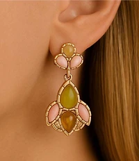Barse Bronze Misty Meadow Genuine Stone Statement Drop Earrings