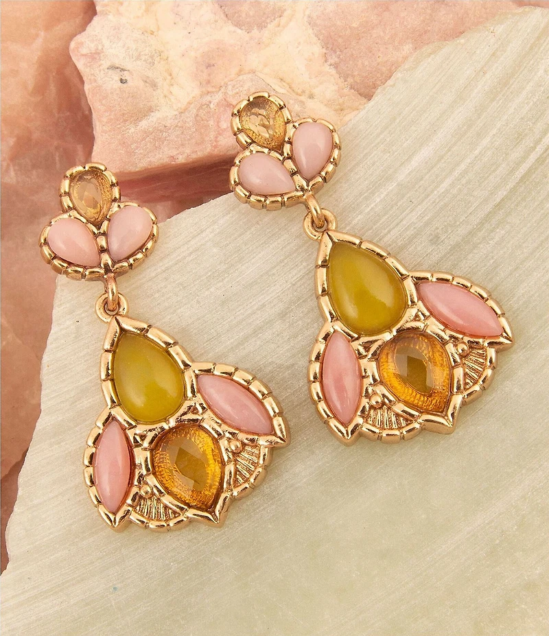 Barse Bronze Misty Meadow Genuine Stone Statement Drop Earrings