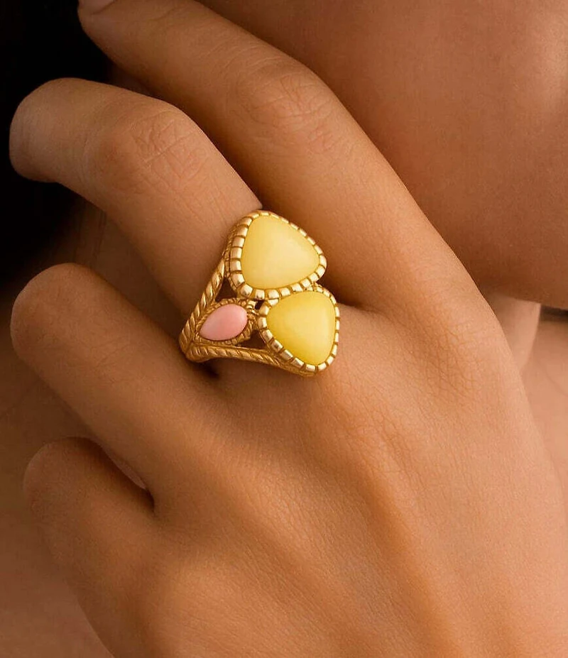 Barse Bronze Misty Meadow Genuine Stone Statement Ring