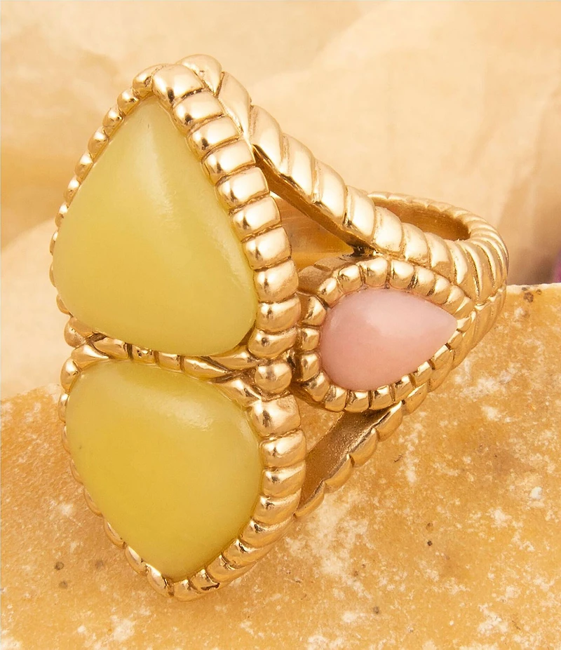 Barse Bronze Misty Meadow Genuine Stone Statement Ring
