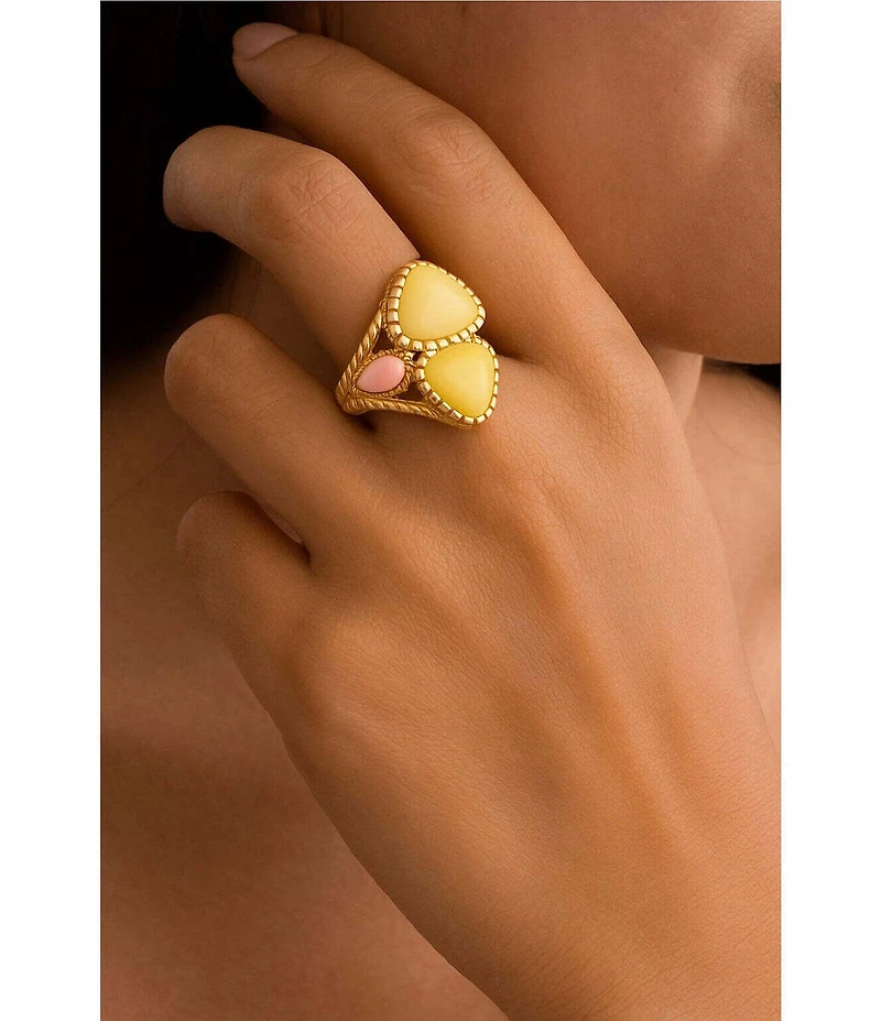 Barse Stargazer Green Jasper Golden Bronze Band Statement Ring