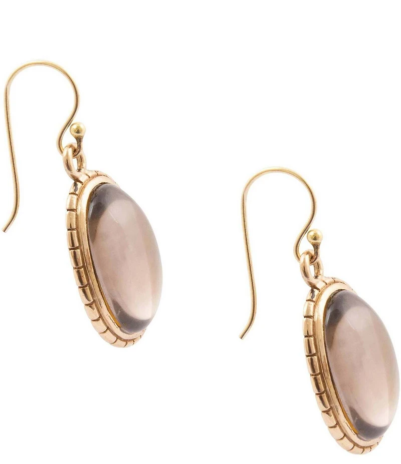 Barse Bronze, Mother-of-Pearl and Smoky Quartz Overlay Meadow Drop Earrings