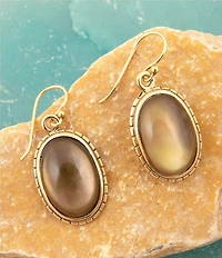 Barse Bronze, Mother-of-Pearl and Smoky Quartz Overlay Meadow Drop Earrings