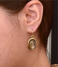 Barse Bronze, Mother-of-Pearl and Smoky Quartz Overlay Meadow Drop Earrings