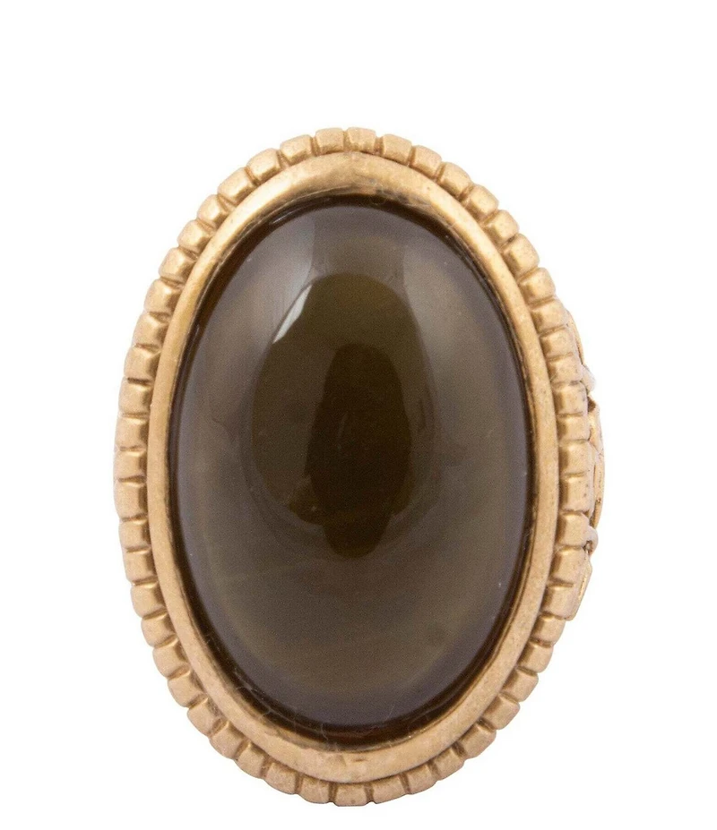 Barse Bronze, Mother Of Pearl and Smoky Quartz Overlay Meadow Statement Ring