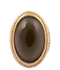 Barse Bronze, Mother Of Pearl and Smoky Quartz Overlay Meadow Statement Ring